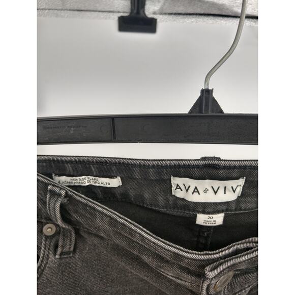 Ava & Viv Womens Jeans Plus 20 High Rise Flare Leg Relaxed Denim Stretch Black - Picture 2 of 10